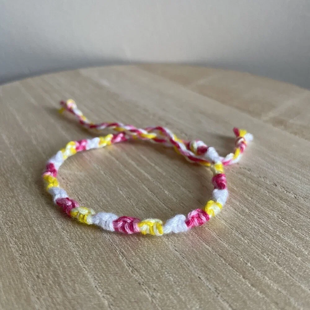 Sandra Bracelet, anklet, trendy, comfortable, tie, embroidery thread, woven, gif